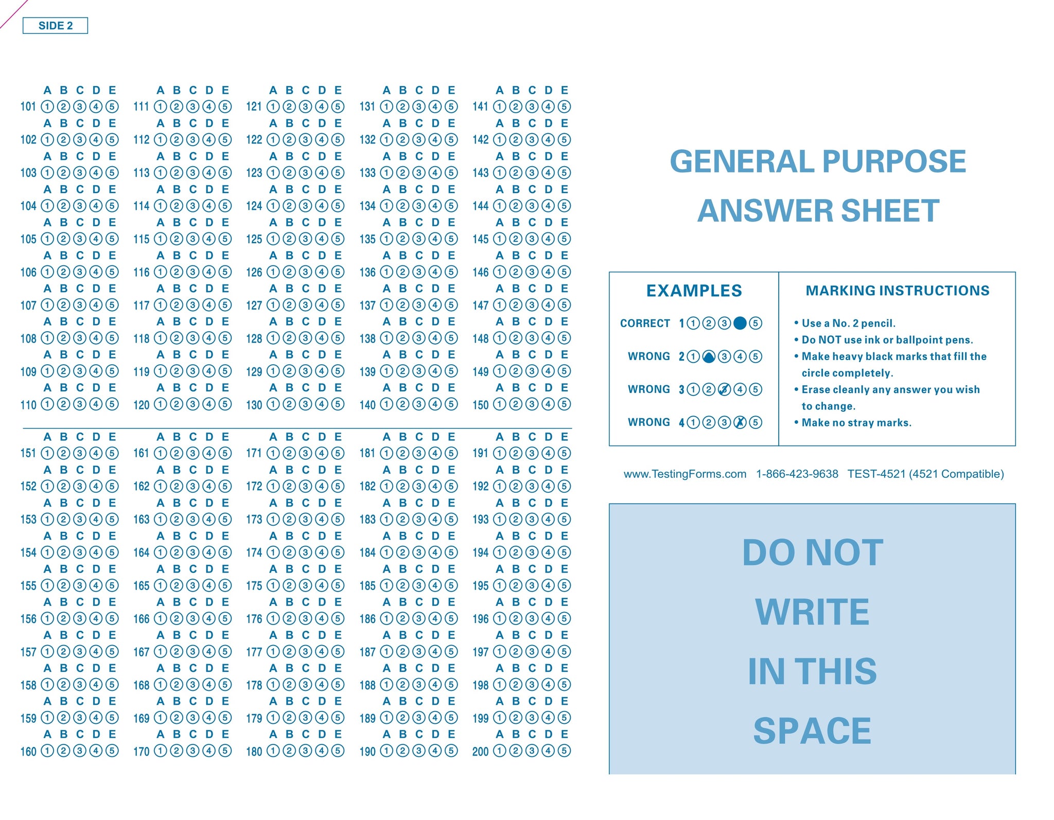 TEST-4521 (500 Sheet Pack) Compatible Testing Forms – TestingForms.com