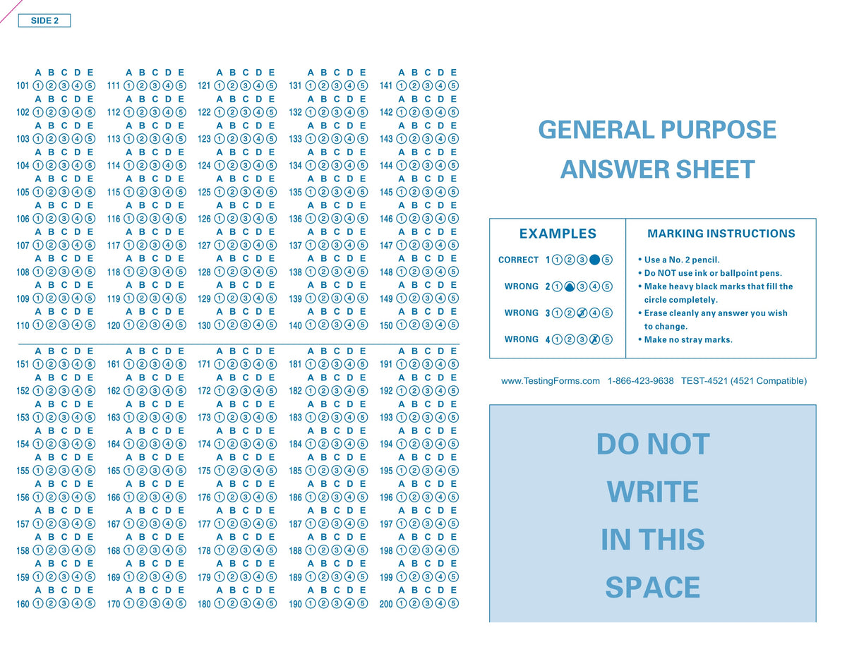 TEST-4521 (500 Sheet Pack) Compatible Testing Forms – TestingForms.com